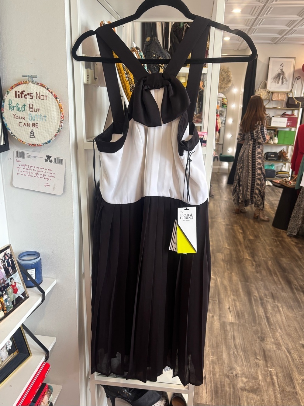 Prabal Gurung for Target Black and White Pleated Halter Dress